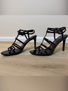 Calvin Klein Women’s Racina Black Patent Strappy Heels - Size 9M Like New